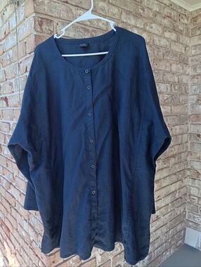 Eileen Fisher Organic Linen Long- Sleeve Top